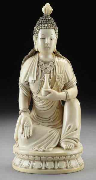 Appraisal: Chinese Qing carved ivory Guanyin International buyers should note that