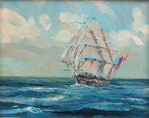 Appraisal: Fallon th Century Oil on canvas board of a ship