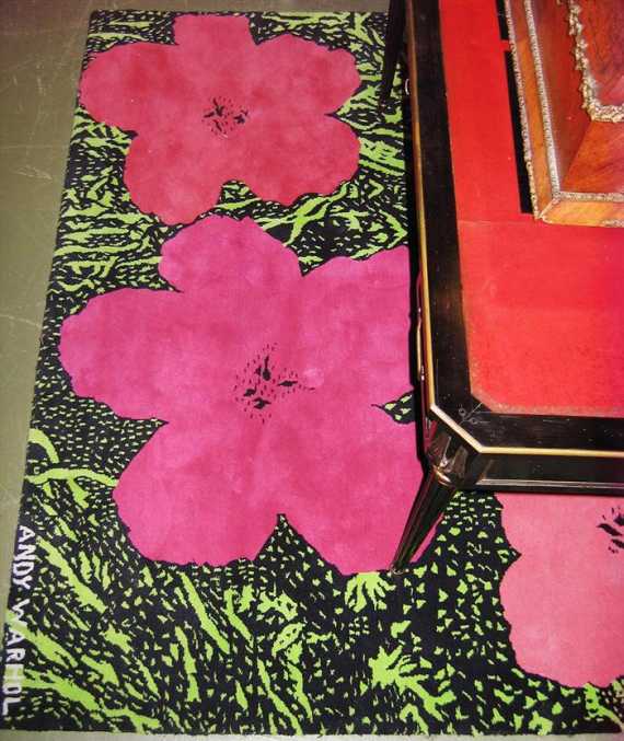 Appraisal: DESIGNER RUG Andy Warhol black with green central field with