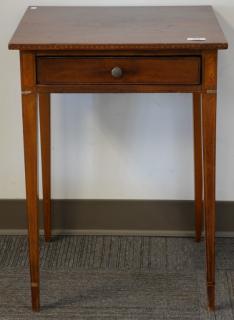 Appraisal: Federal mahogany inlaid one drawer stand on tapered legs ht