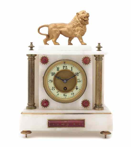 Appraisal: A French Onyx and Cast Metal Mantel Clock having a