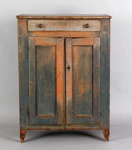 Appraisal: Painted pine jelly cupboard early th c with single drawer