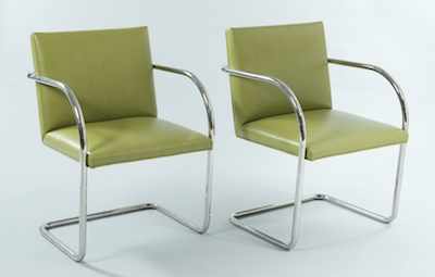 Appraisal: A Pair Of Tubular Brno Chairs Designed by Ludwig Mies