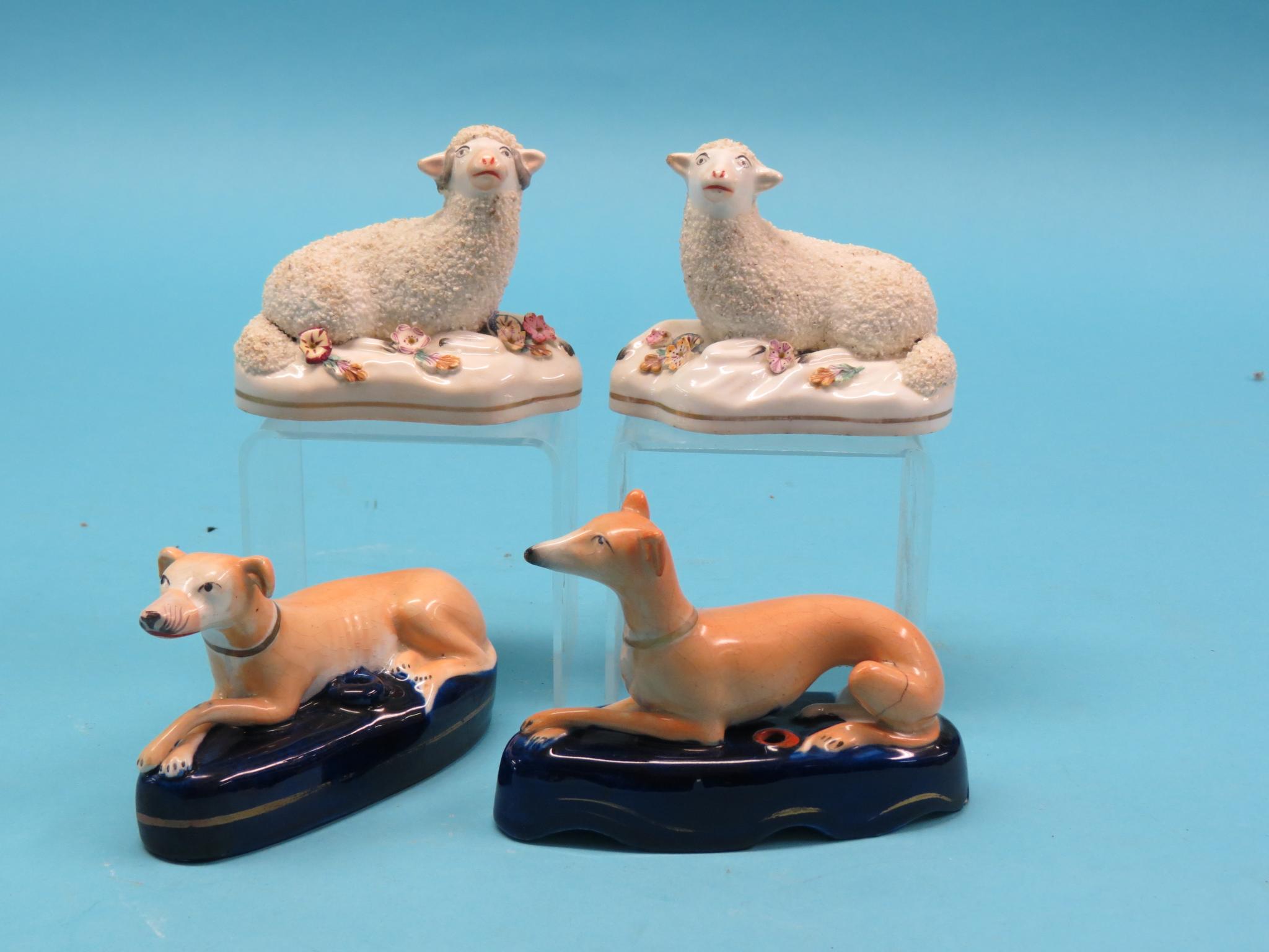 Appraisal: A pair of early Victorian bone china sheep models each