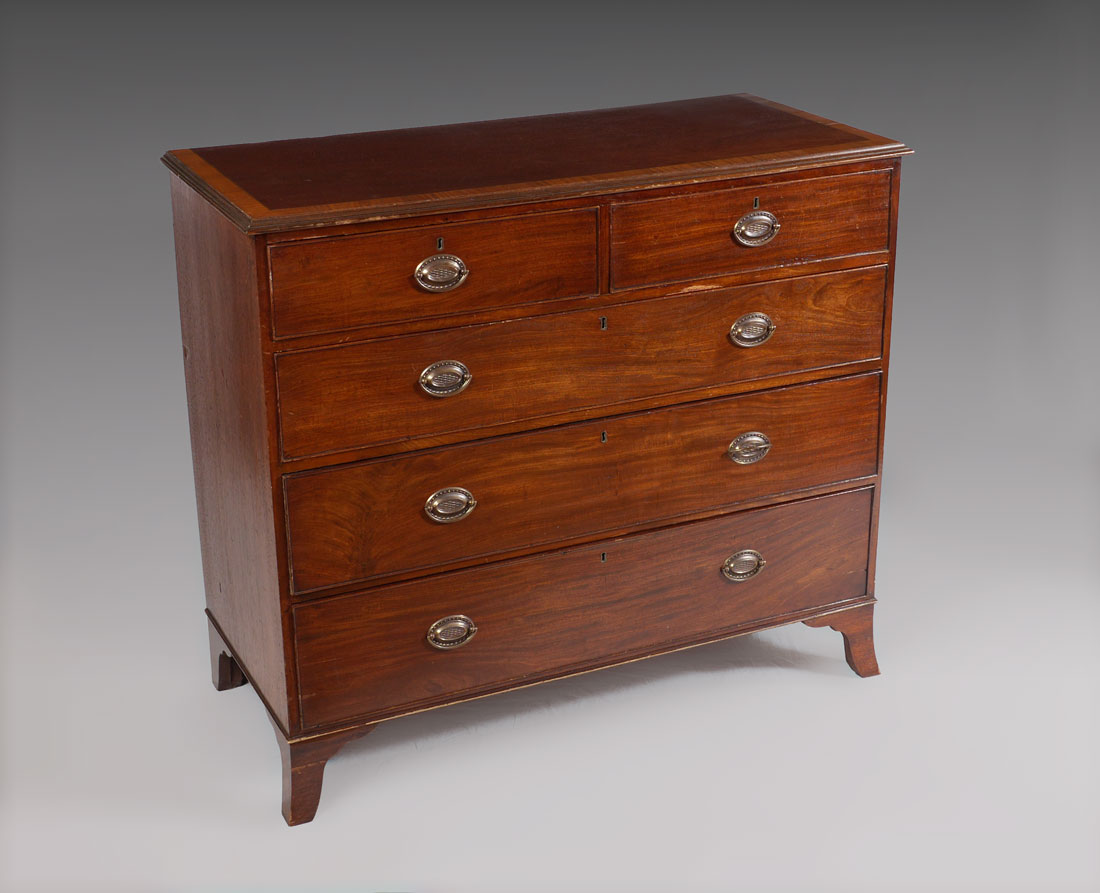 Appraisal: FEDERAL BANDED MAHOGANY DRAWER CHEST Banded mahogany top half drawers