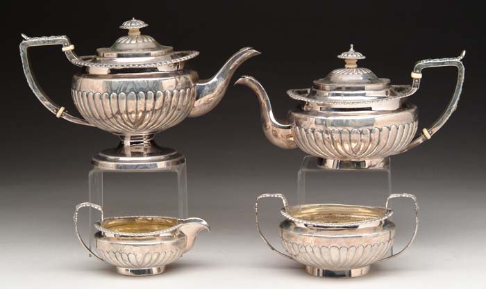 Appraisal: FOUR PIECE ENGLISH TEA SET Maker s mark I W