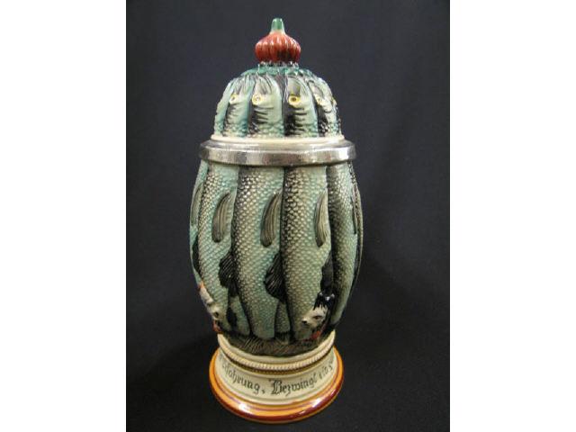 Appraisal: Thewalt German Figural Pottery Character Stein sardine cat decor excellent