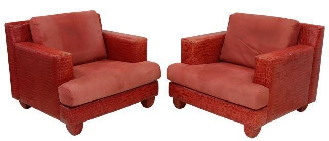 Appraisal: pair French modern club chairs Claude Dalle Romeo Paris late