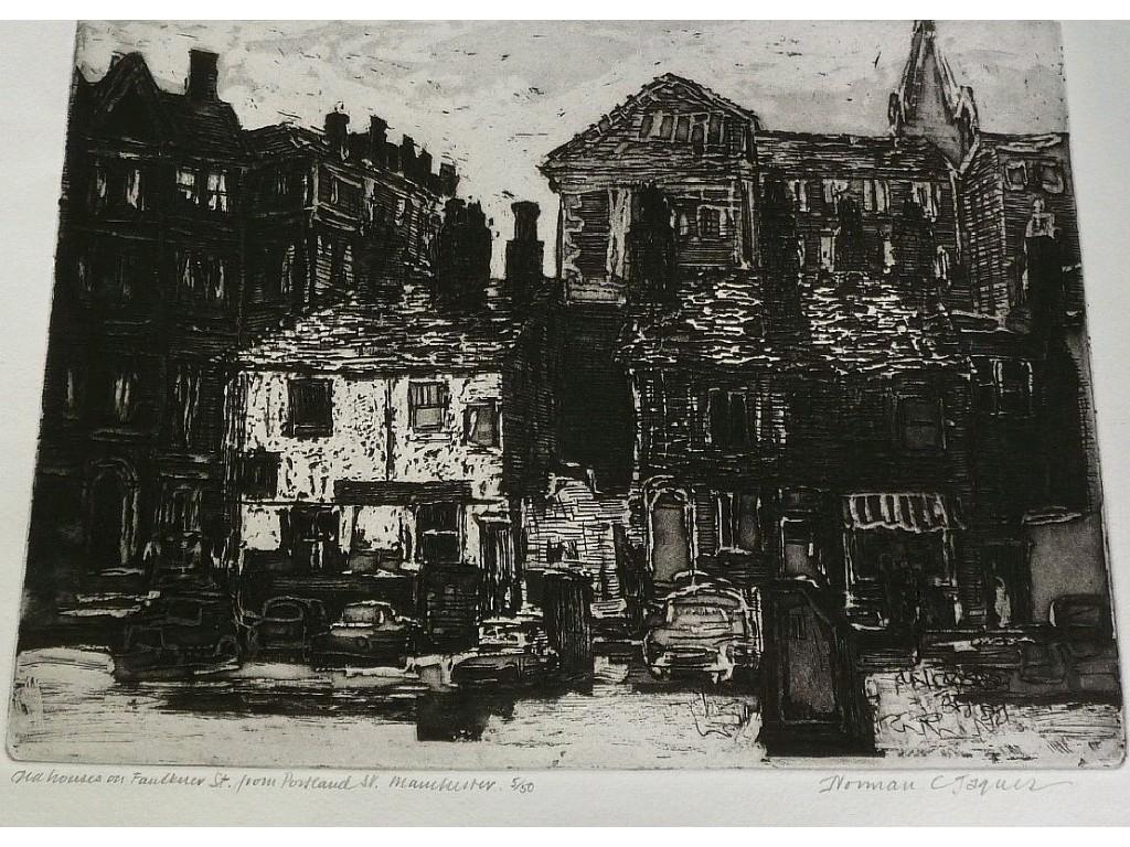 Appraisal: NORMAN C JAQUES b TWO BLACK AND WHITE ETCHINGS WITH