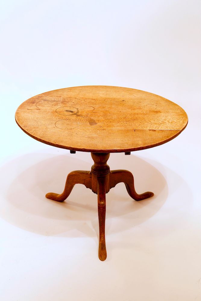 Appraisal: th Century English Elmwood Tilt Top Tea Table Exclusive on