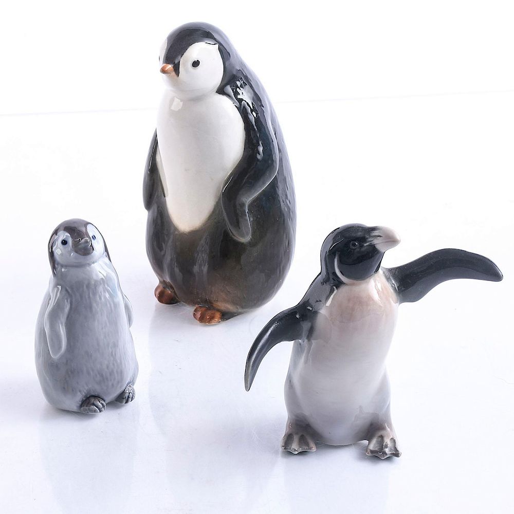 Appraisal: CERAMIC PENGUIN FIGURINES Danish German and Russian manufacturers Stamped Bing