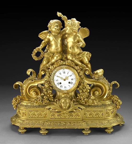 Appraisal: A Louis XVI style gilt bronze mantel clock early th