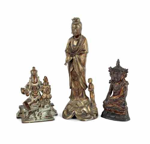 Appraisal: Three Asian bronze figures h h h