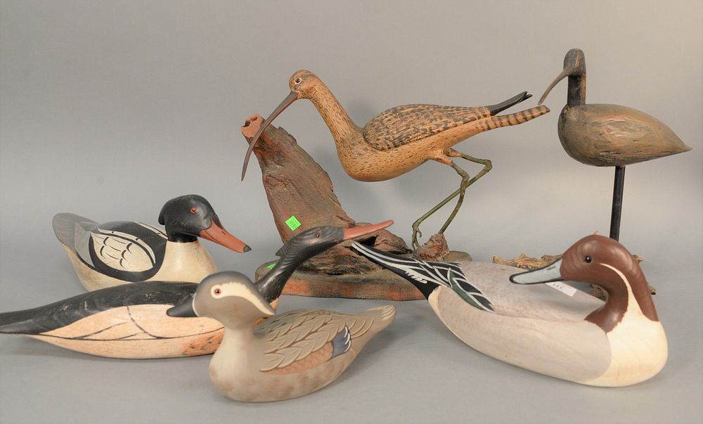 Appraisal: Group of six bird and duck decoys Long-Billed Curlew by