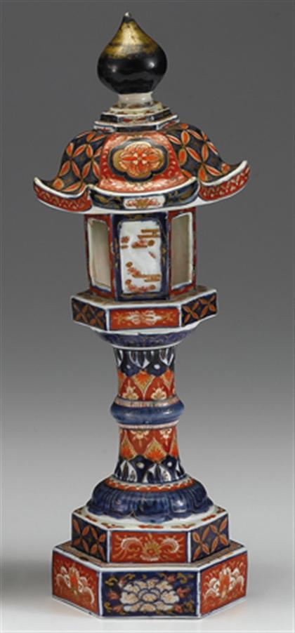 Appraisal: Unusual Japanese imari lantern model th century Of two parts