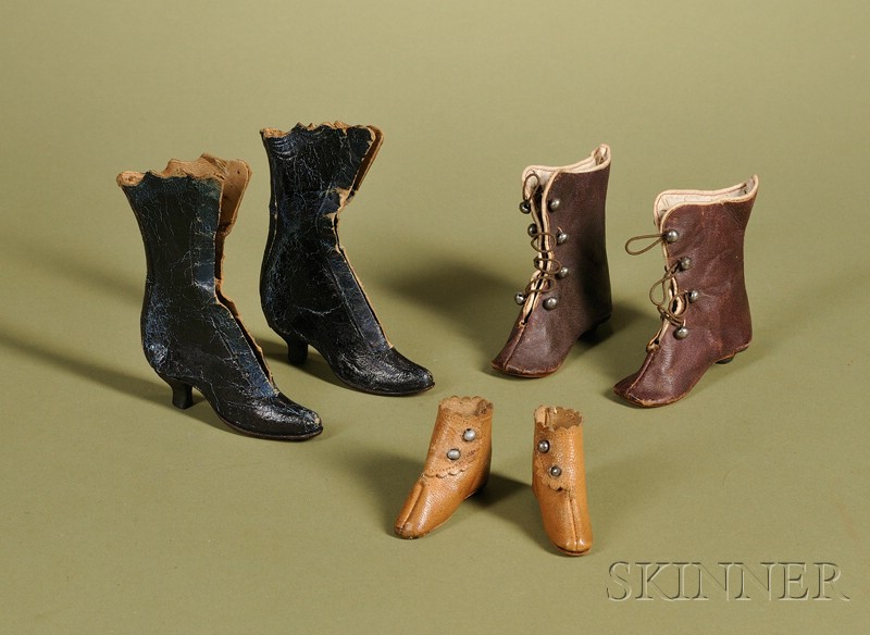 Appraisal: Three Pairs of Fashion Doll Boots late th century navy