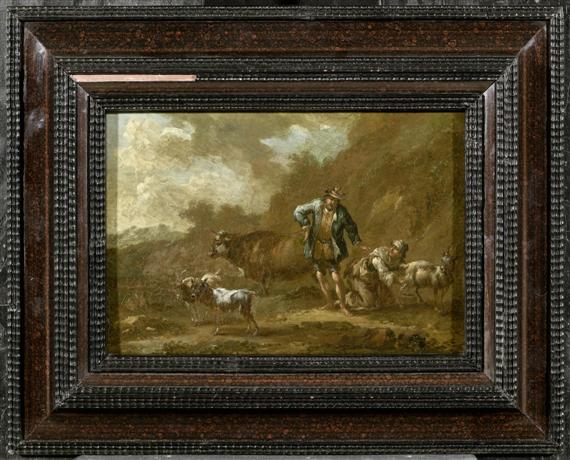 Appraisal: BERCHEM NICOLAES FOLLOWER OF Haarlem - Amsterdam Landscape with shepherds