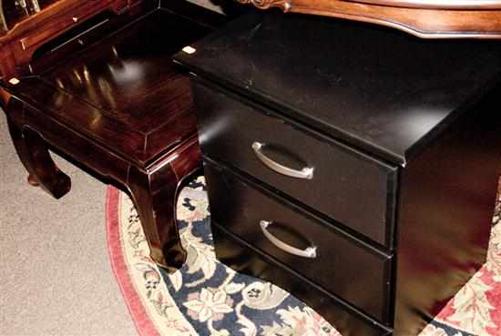 Appraisal: Chinese hardwood side table and an ebonized wood filing cabinet