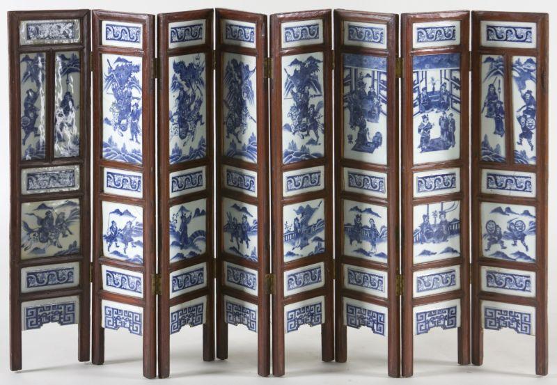 Appraisal: Chinese Canton Eight-Panel Table Screen th to th century a