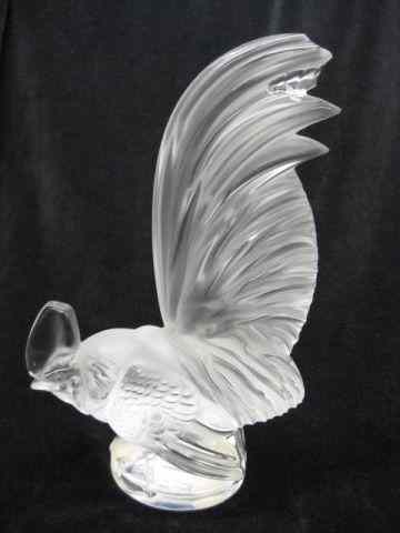 Appraisal: Lalique French Crystal Figurine of a Rooster '' signed damage