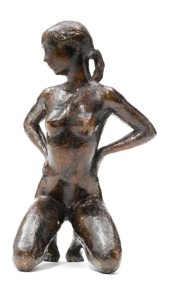 Appraisal: COQUILLAY JACQUES Girl with a pony tail Bronze with a