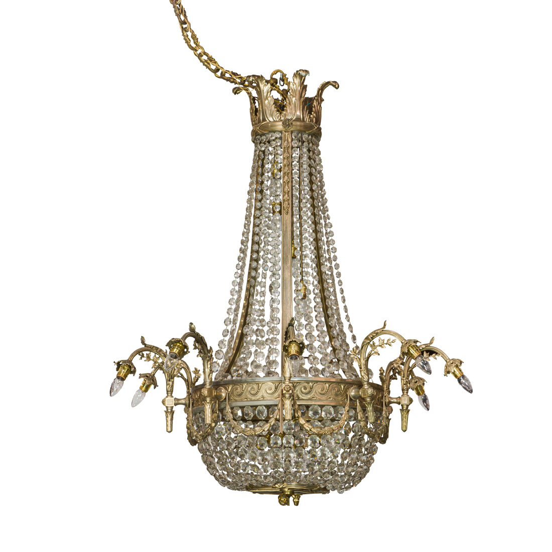 Appraisal: A MASSIVE AND IMPORTANT EMPIRE STYLE GILT BRONZE AND CRYSTAL