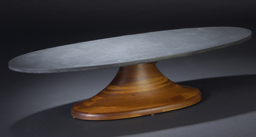 Appraisal: PHILLIP LLOYD POWELL Coffee table with laminated walnut base and