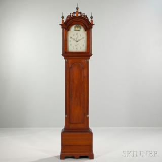 Appraisal: New England Cherry Tall Clock with Wooden Movement Connecticut c