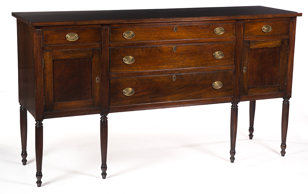 Appraisal: SHERATON-STYLE SIDEBOARD American st quarter- th century mahogany Solid ends