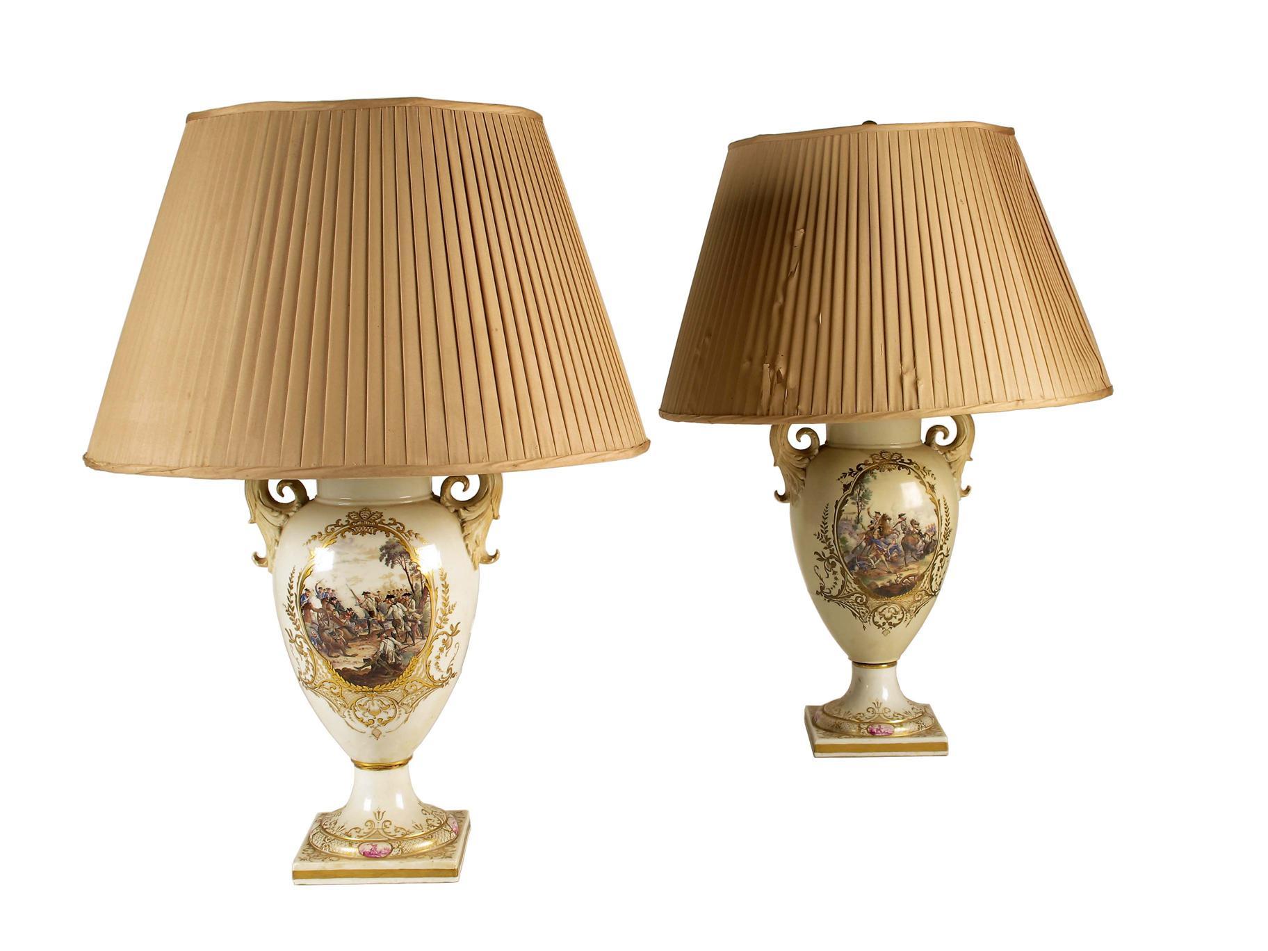 Appraisal: A pair of Berlin porcelain vase shape table lamps