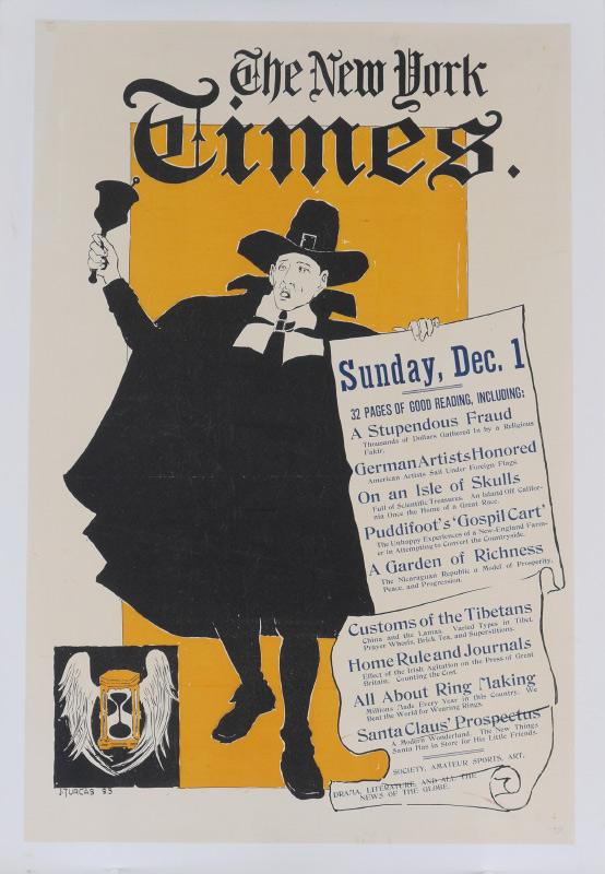 Appraisal: J TURCAS NEW YORK TIMES POSTER Advertising poster for December