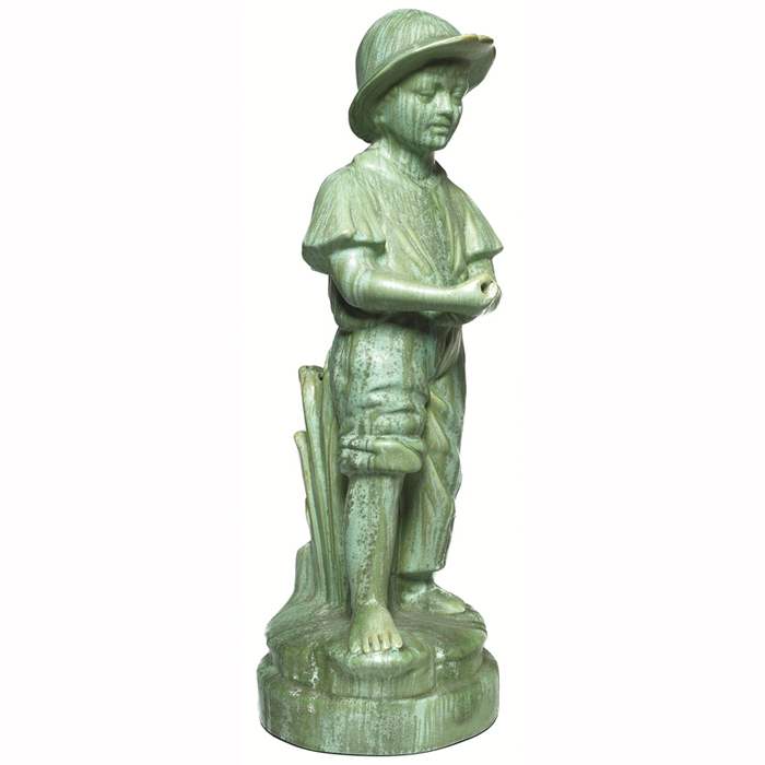 Appraisal: Weller garden ornament attribution boy fishing covered with a multi-toned