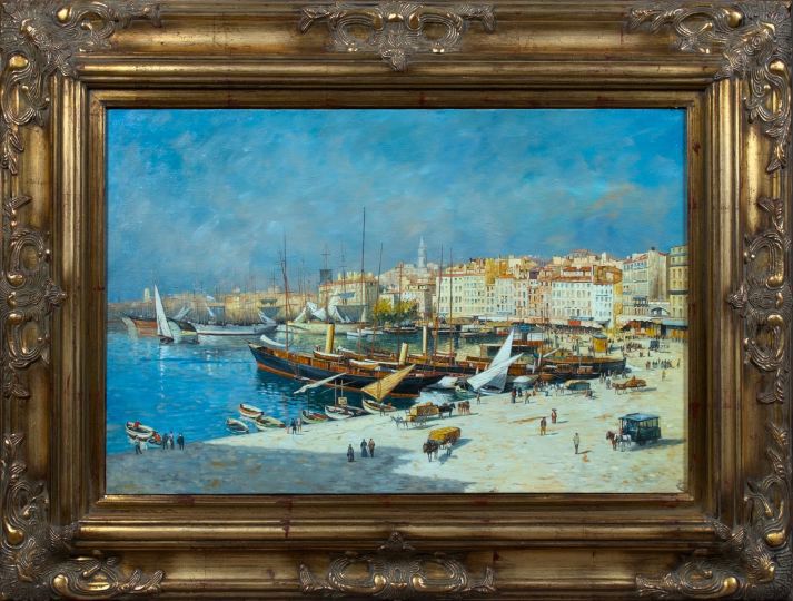 Appraisal: Italian School th Century Harbor View oil on canvas x