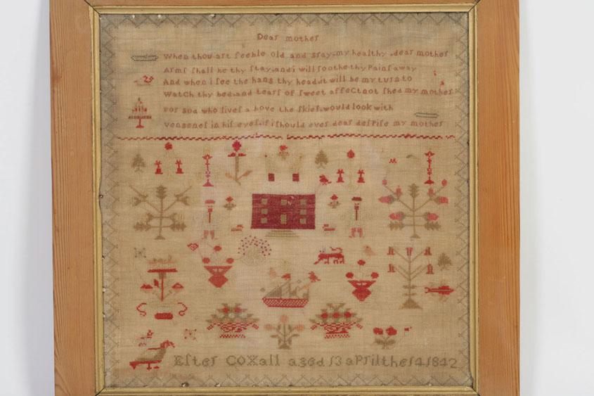 Appraisal: A NEEDLEWORK SAMPLER by Ester Coxall worked with an inscription