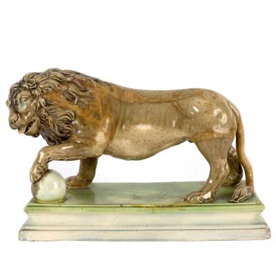 Appraisal: A Staffordshire pottery Wood type model of a Medici lion