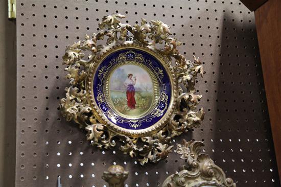 Appraisal: FRAMED PORTRAIT PLATE Hand painted plate depicting a full length