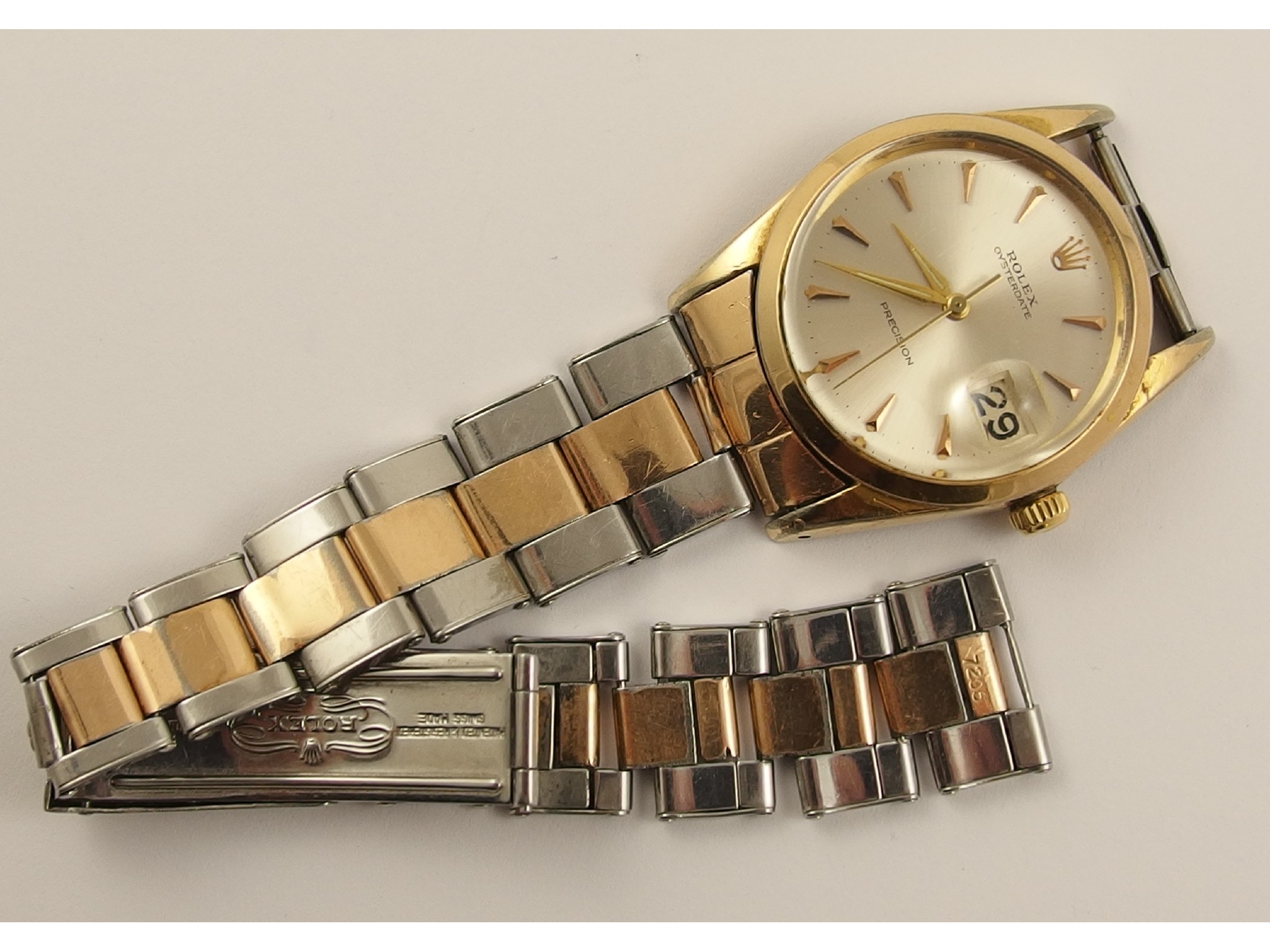 Appraisal: A Vintage bi colour stainless steel Rolex Oyster Date precisionthe