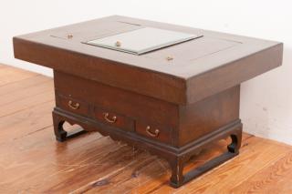 Appraisal: Korean Hibachi Table Korean hibachi having three copper lined fireboxes