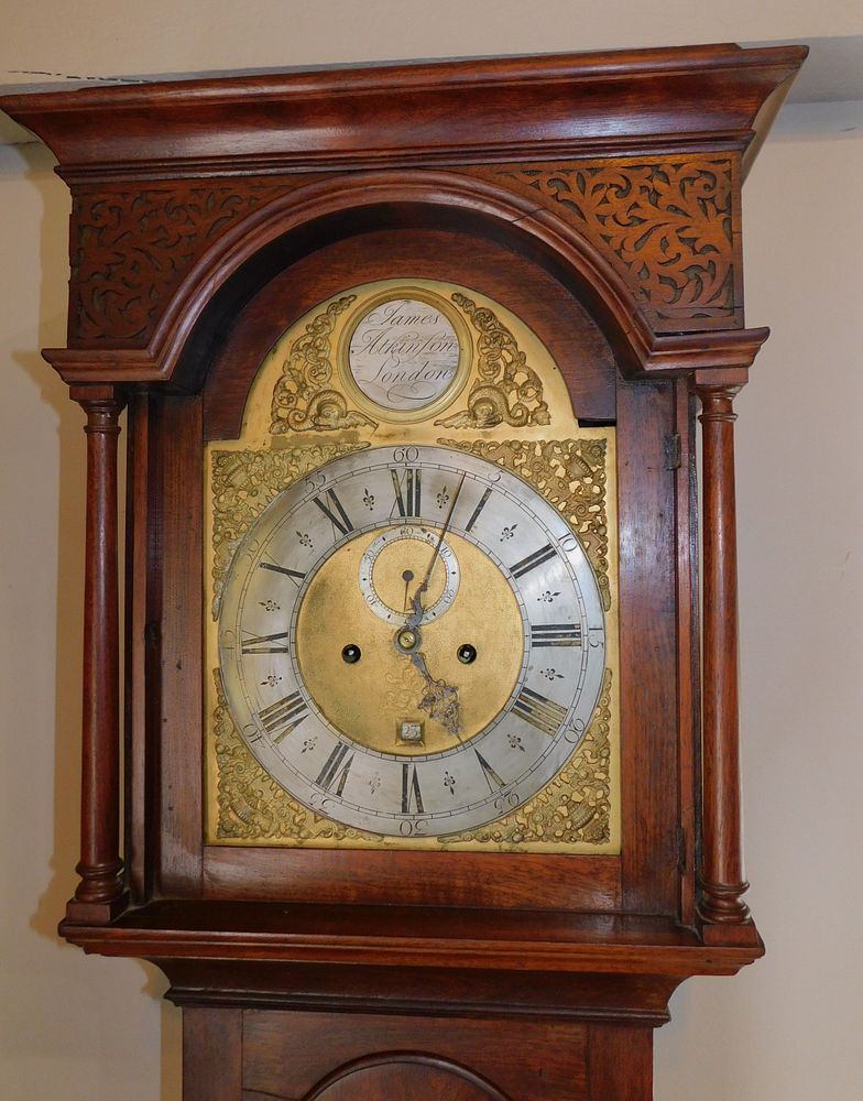 Appraisal: JAMES ATKINSON PERIOD TALL CLOCK th century mahogany tall clock