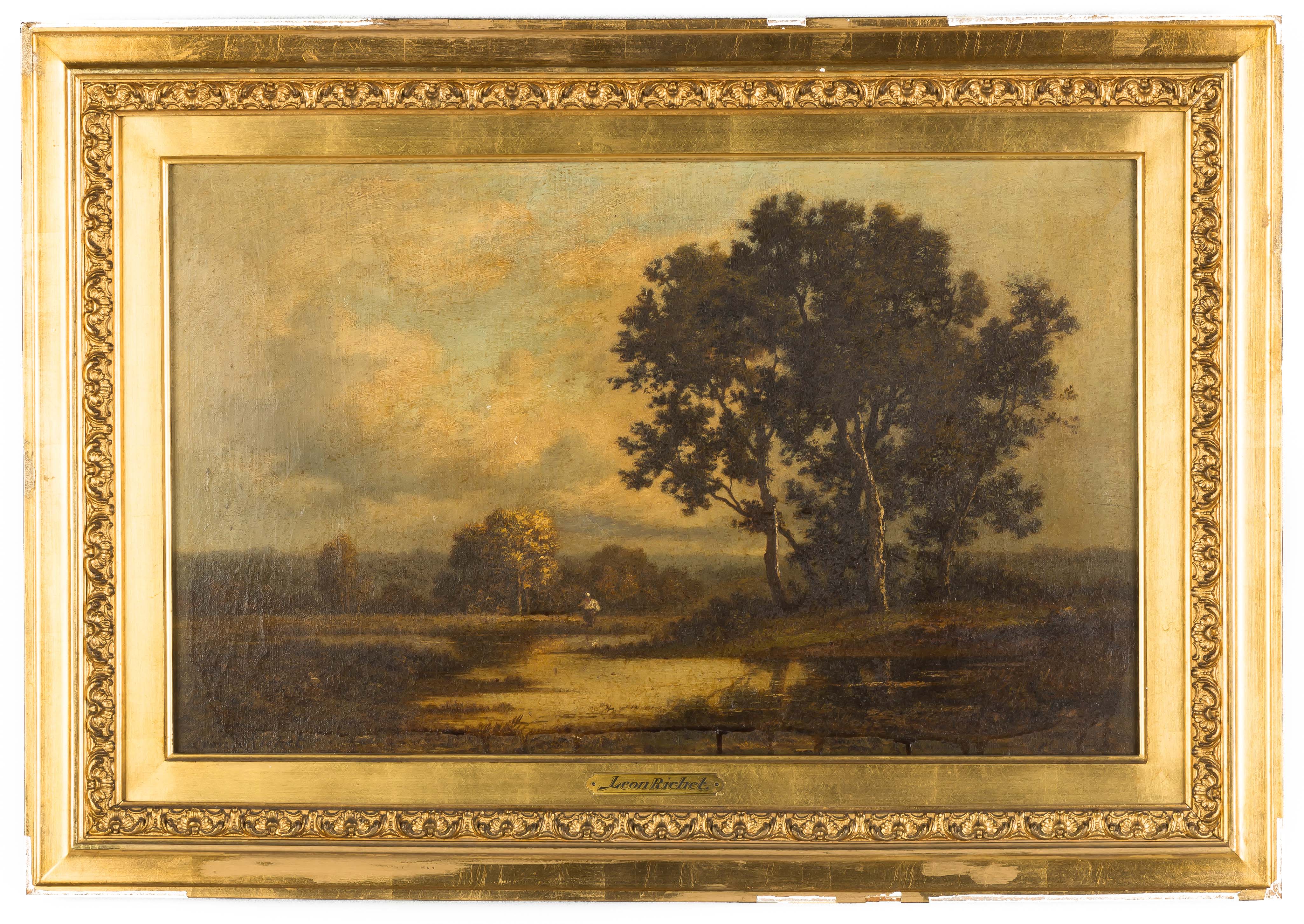 Appraisal: Leon Richet French - Landscape with Stream Signed lower left