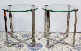 Appraisal: Pair of Italian Moderne chrome and glass occasional tables each