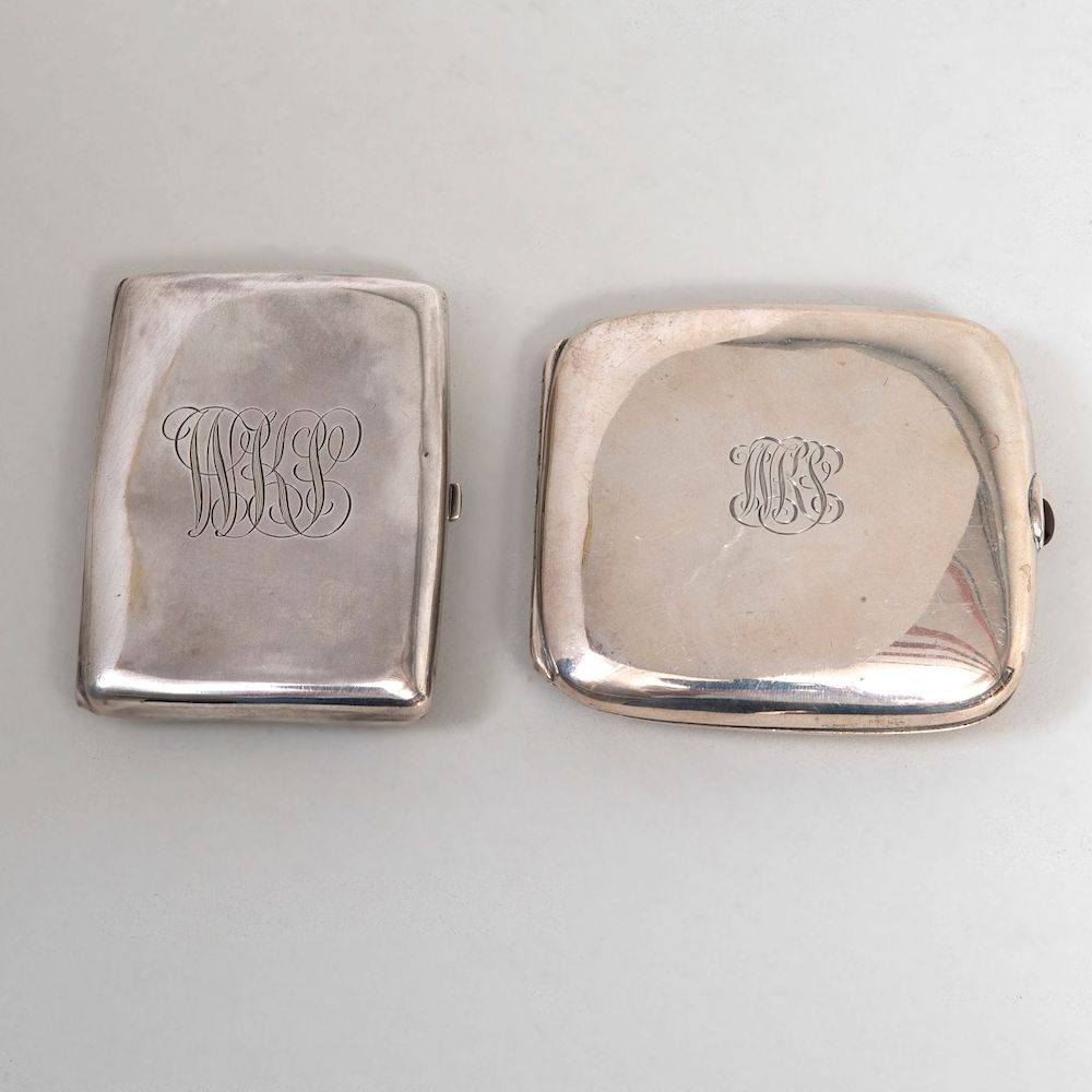 Appraisal: Two American Silver Cigarette Cases Each marked 'Sterling' each monogrammed