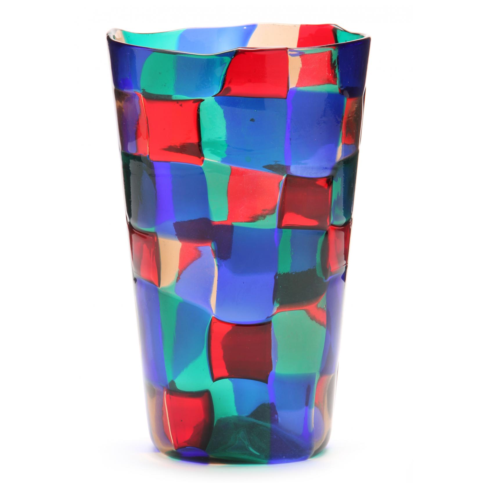 Appraisal: Fulvio Bianconi Pezzato Vase for Venini circa polychrome patchwork glass