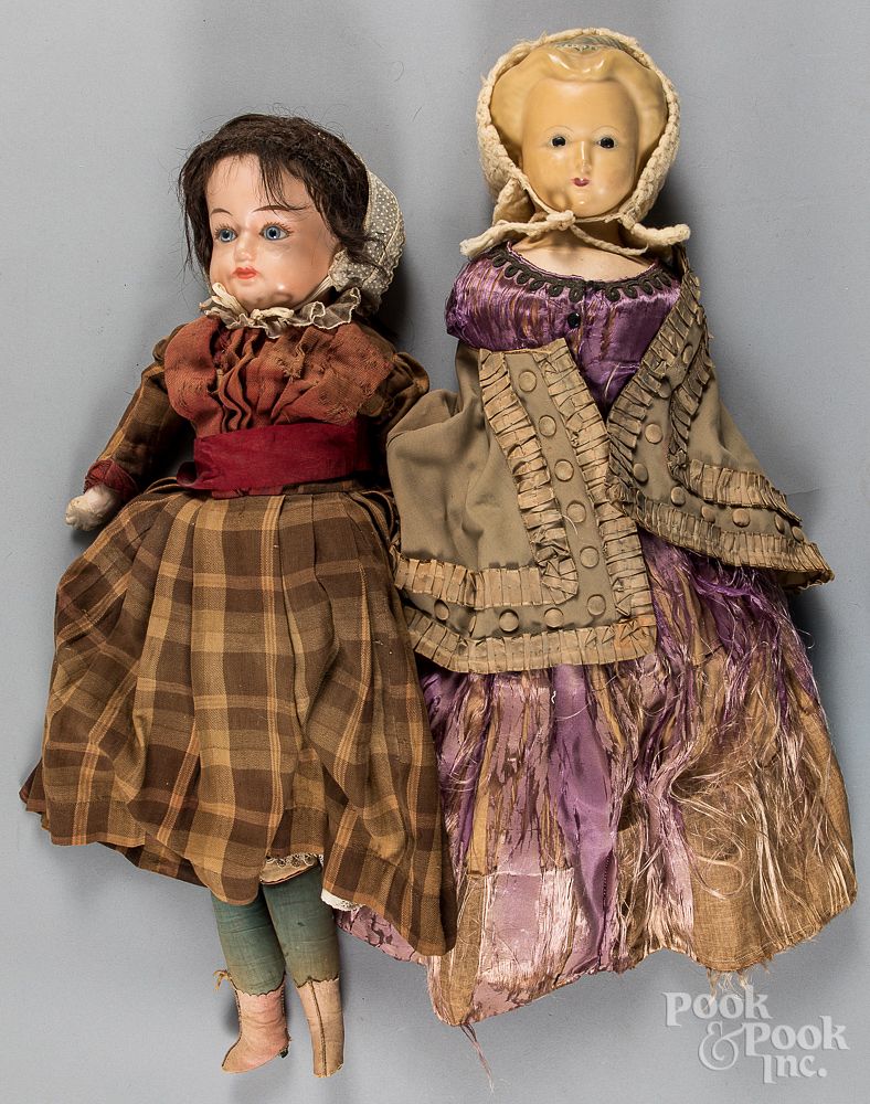 Appraisal: Two wax over composition dolls late th c Two wax