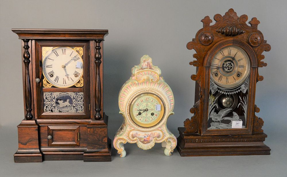 Appraisal: Group of Three Mantle Clocks to include ceramic clock with