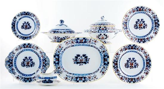 Appraisal: Minton porcelain dinner service underglaze-blue and iron-red decorated pattern consisting