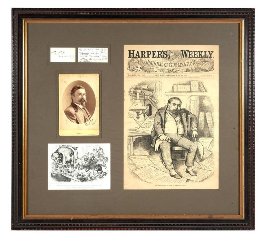 Appraisal: THOMAS NAST SIGNED PHOTO PRESENTATIONFramed presentation piece consisting of a