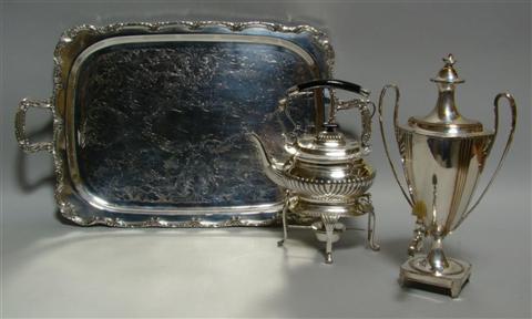 Appraisal: SHEFFIELD PLATE HOT WATER URN The urn of Adam style