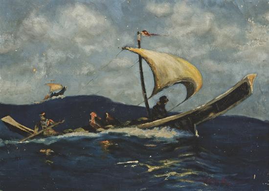 Appraisal: SYDNEY LAWRENCE American - Northwest Coast Indian in a Canoe