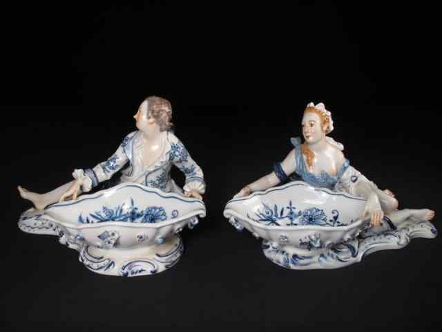 Appraisal: Meissen figural Sweetmeat dishes One depicts a man and the